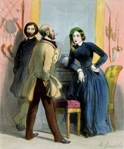 文学的な雌ライオン、「フェムスドパリ」、1841-42年 作： Alfred Andre Geniole